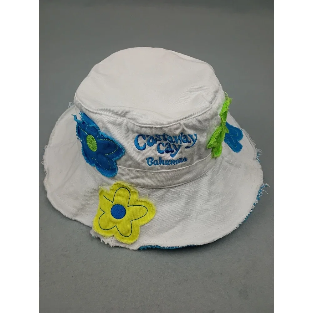 Scala Kids Castaway Cay Bahamas White Floral Cotton Bucket Hat Size 4-6X